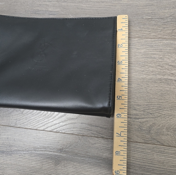 Yves Saint Laurent Black Cosmetic Bag Snaps Classic Travel Vacation Chic - Picture 5 of 6